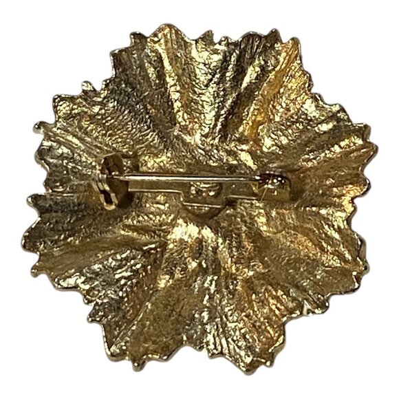 Vintage Pearl Gold Brushed Silver Brutalist Flower Star Brooch Pin MCM - Picture 3 of 4